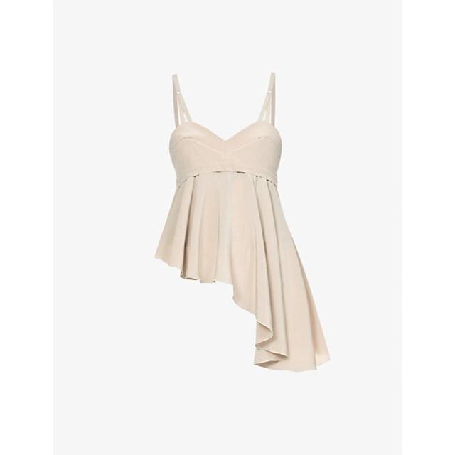 Ruffled Asymmetric Cami Top In Taupe Product Image