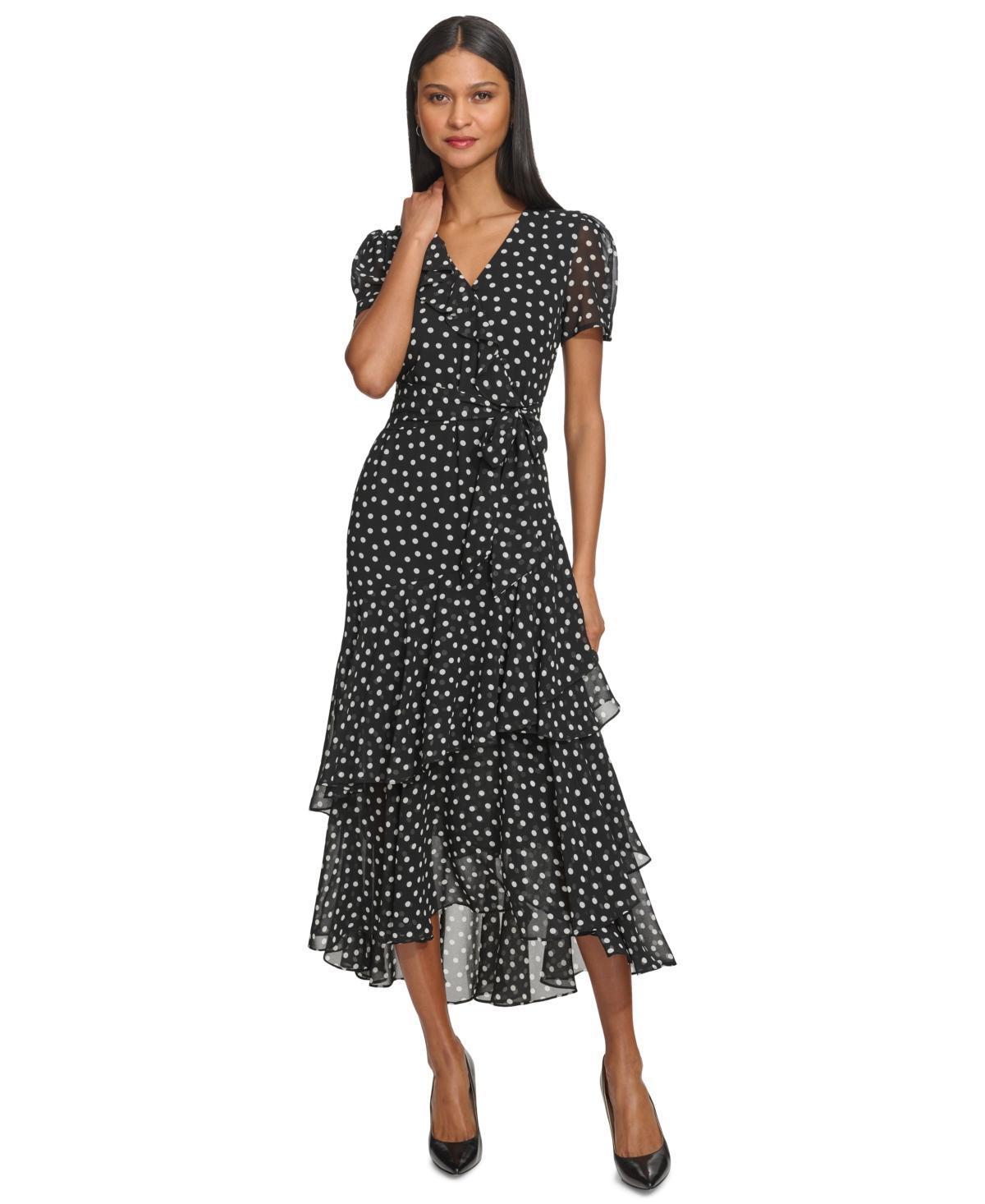 Women's Ruffled Polka Dot Maxi Dress Product Image