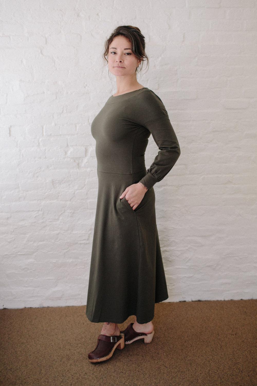 Simone Dress in Olive Knit Product Image