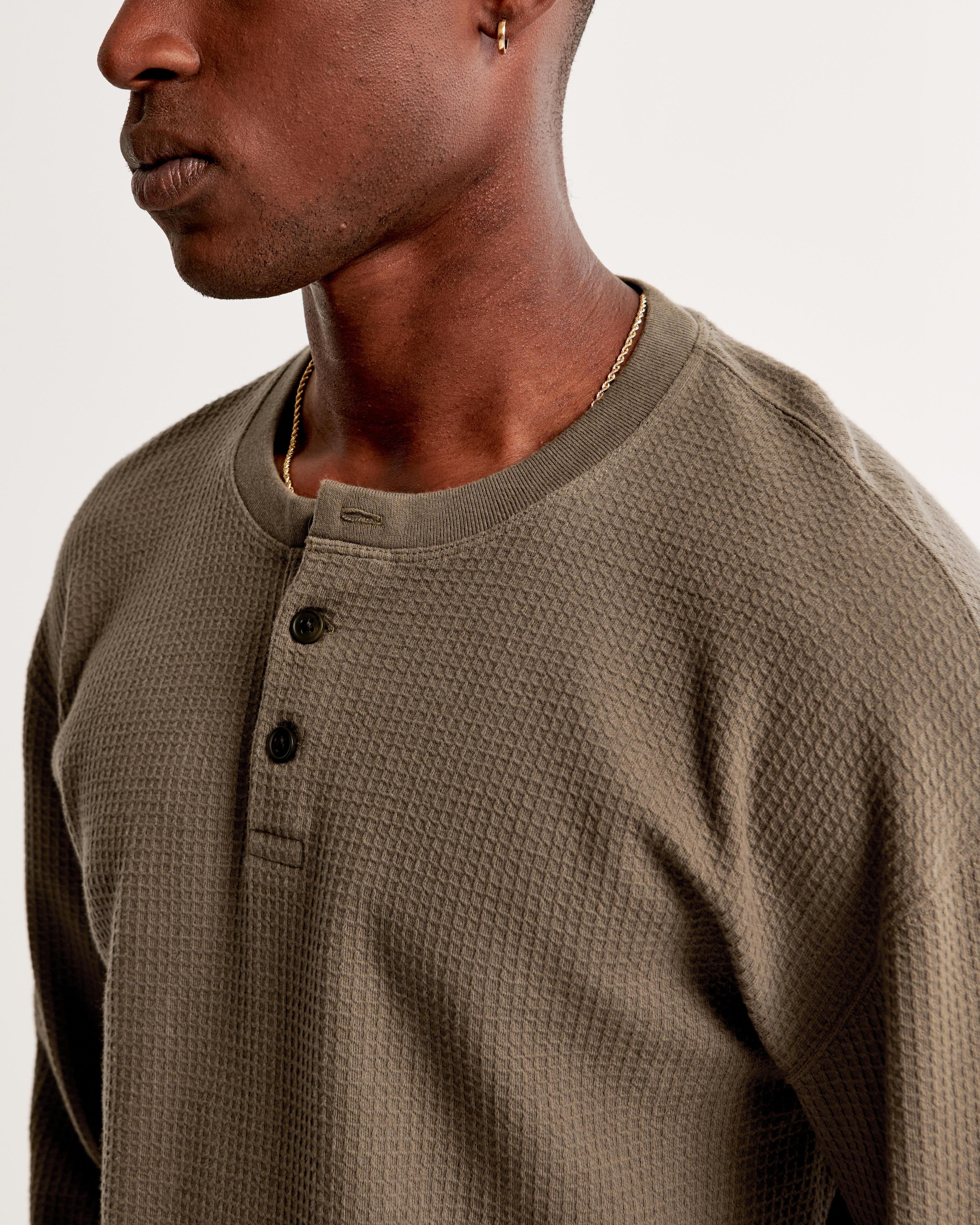 Long-Sleeve Grid Waffle Henley Product Image