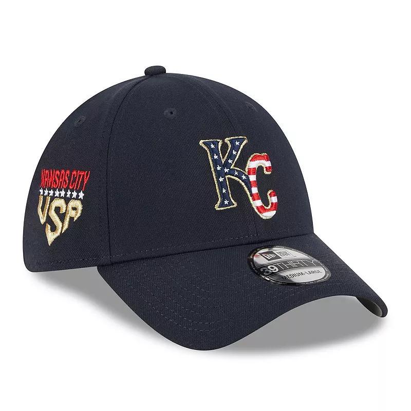 Mens New Era Kansas City Royals 2023 Fourth of July 39THIRTY Flex Fit Hat Blue Product Image