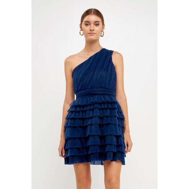 Womens Tiered Tulle Mini Dress Product Image