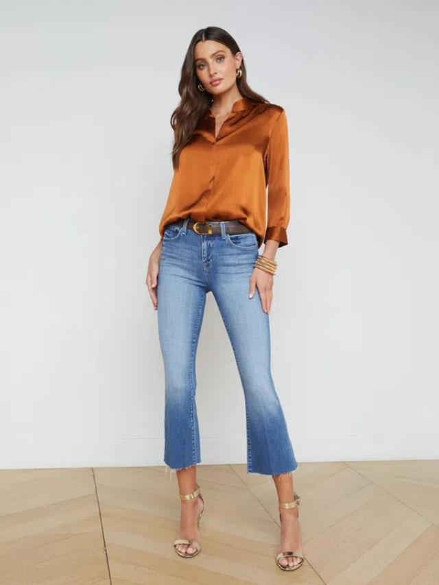 L'agence Dani Silk Charmeuse Blouse In Brown Product Image