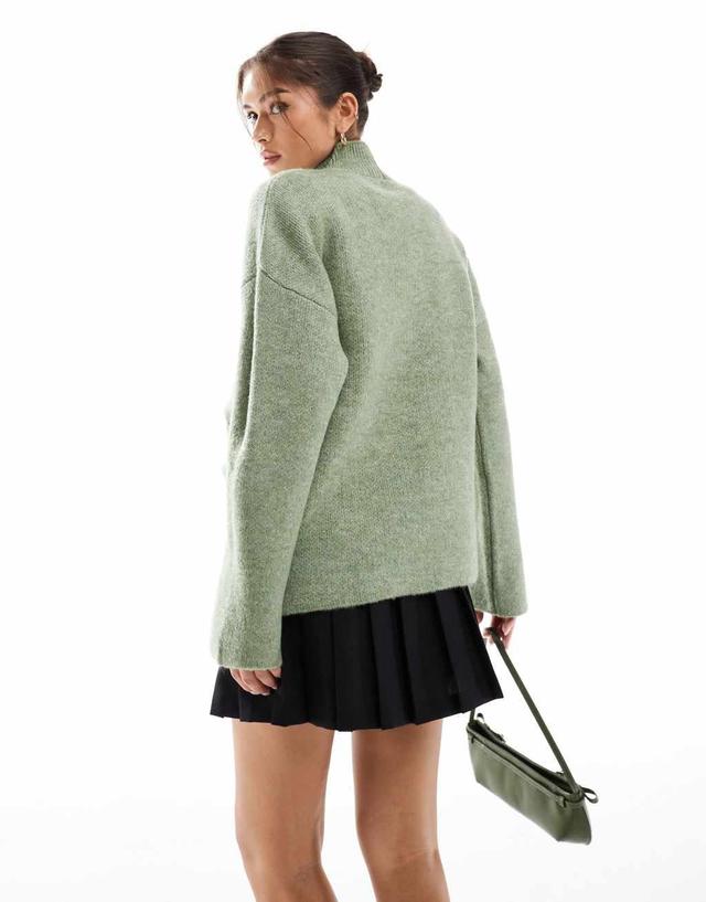 ASOS DESIGN knit gathered sweater in pistachio Product Image