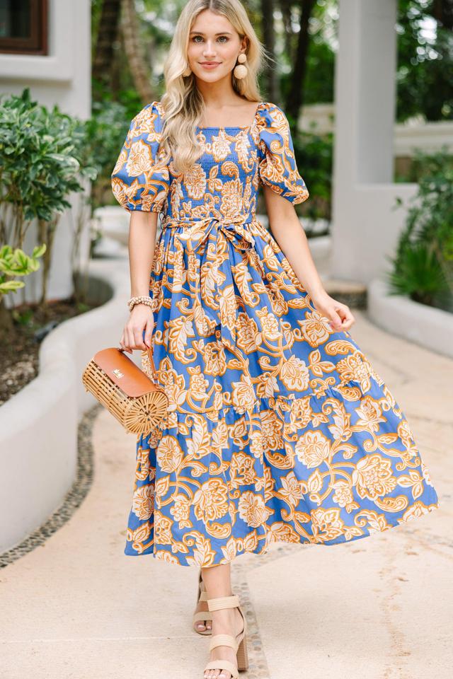 Feeling Bold Blue Floral Maxi Dress Female Product Image