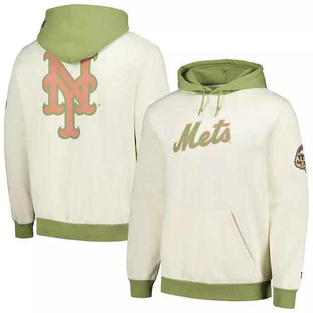 Mens New Era Cream/Green New York Mets Color Pop Pullover Hoodie Product Image