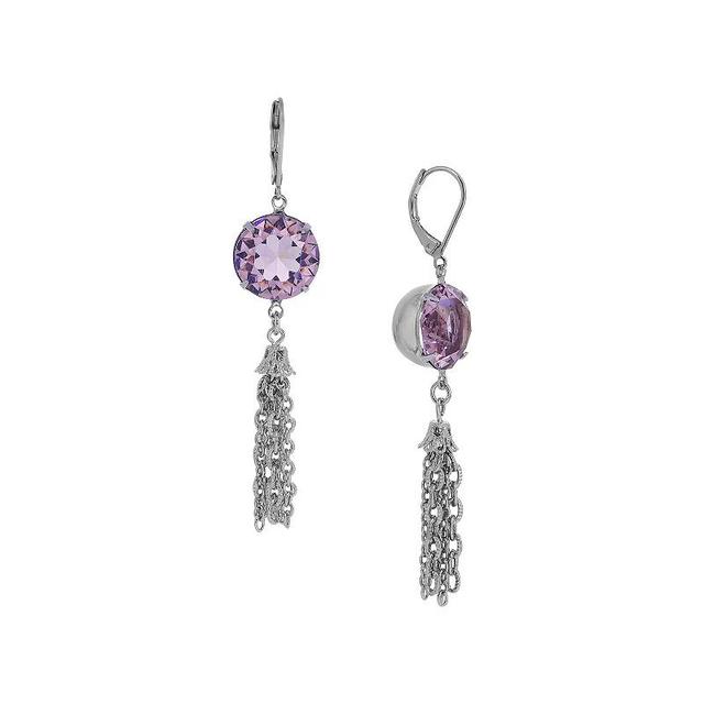 1928 Crystal Tassel Drop Earrings, Womens, Purple Product Image