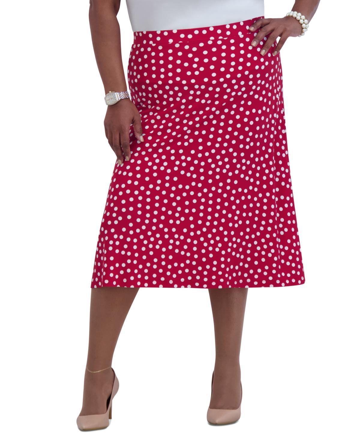 Kasper Womens Ity Dot-Print A-Line Pull-On Skirt - Royal Sig/ Product Image