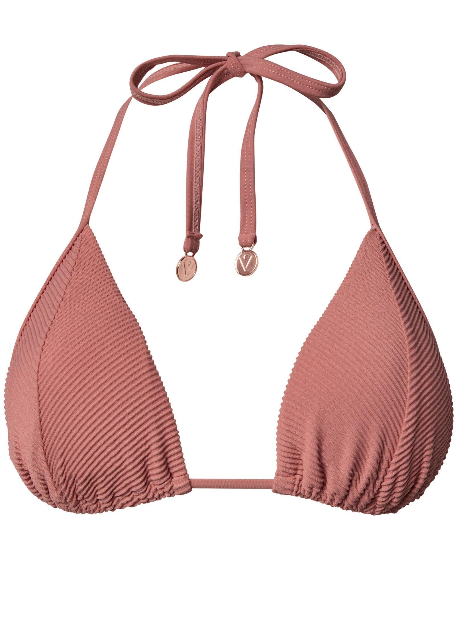 Rib Triangle Bikini Top - Pink Rosette Product Image