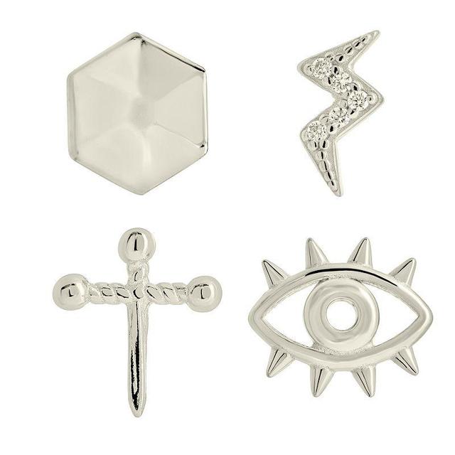 MC Collective Evil Eye Stud Earring Set, Womens, Silver Tone Product Image