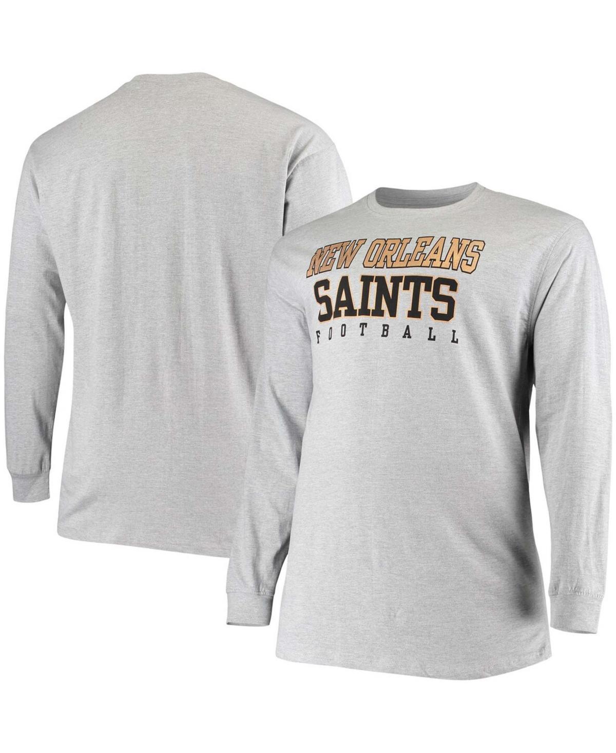 Mens Big and Tall Heathered Gray New Orleans Saints Practice Long Sleeve T-shirt Product Image