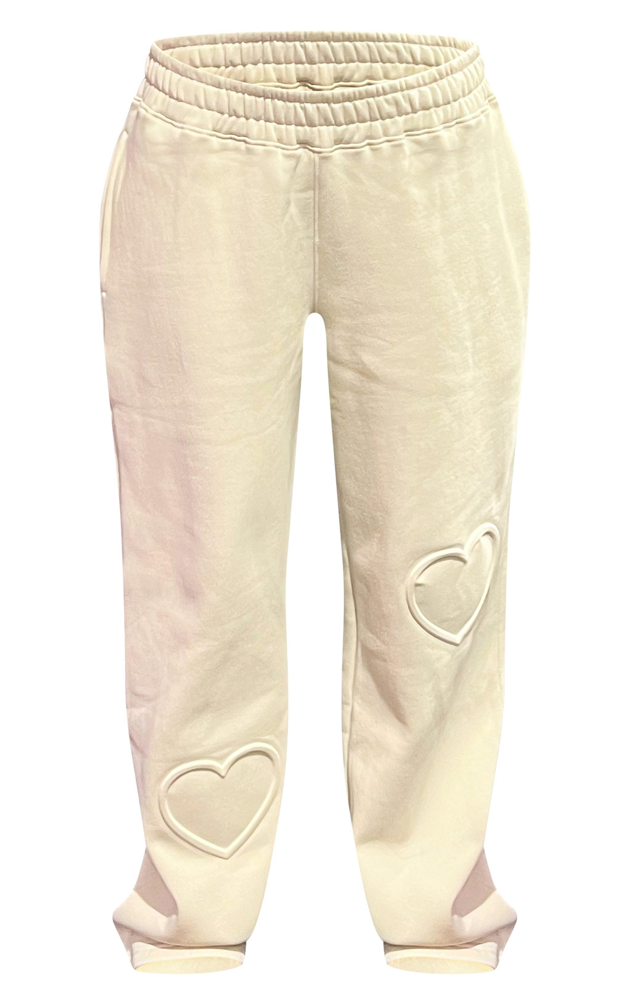 Stone Heart Embossed Wide Leg Sweatpants Product Image