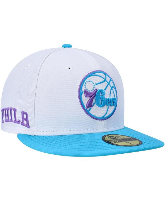 Mens New Era White Philadelphia 76ers Vice Blue Side Patch 59FIFTY Fitted Hat Product Image