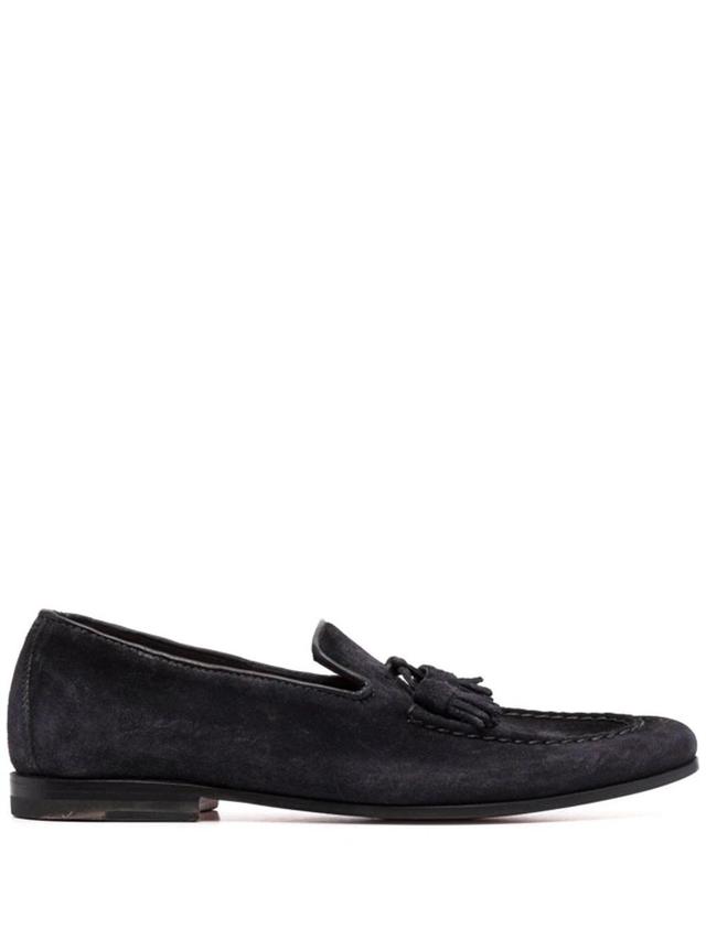 SANTONI Tassel-embellished Flat Loafers In Blue Product Image