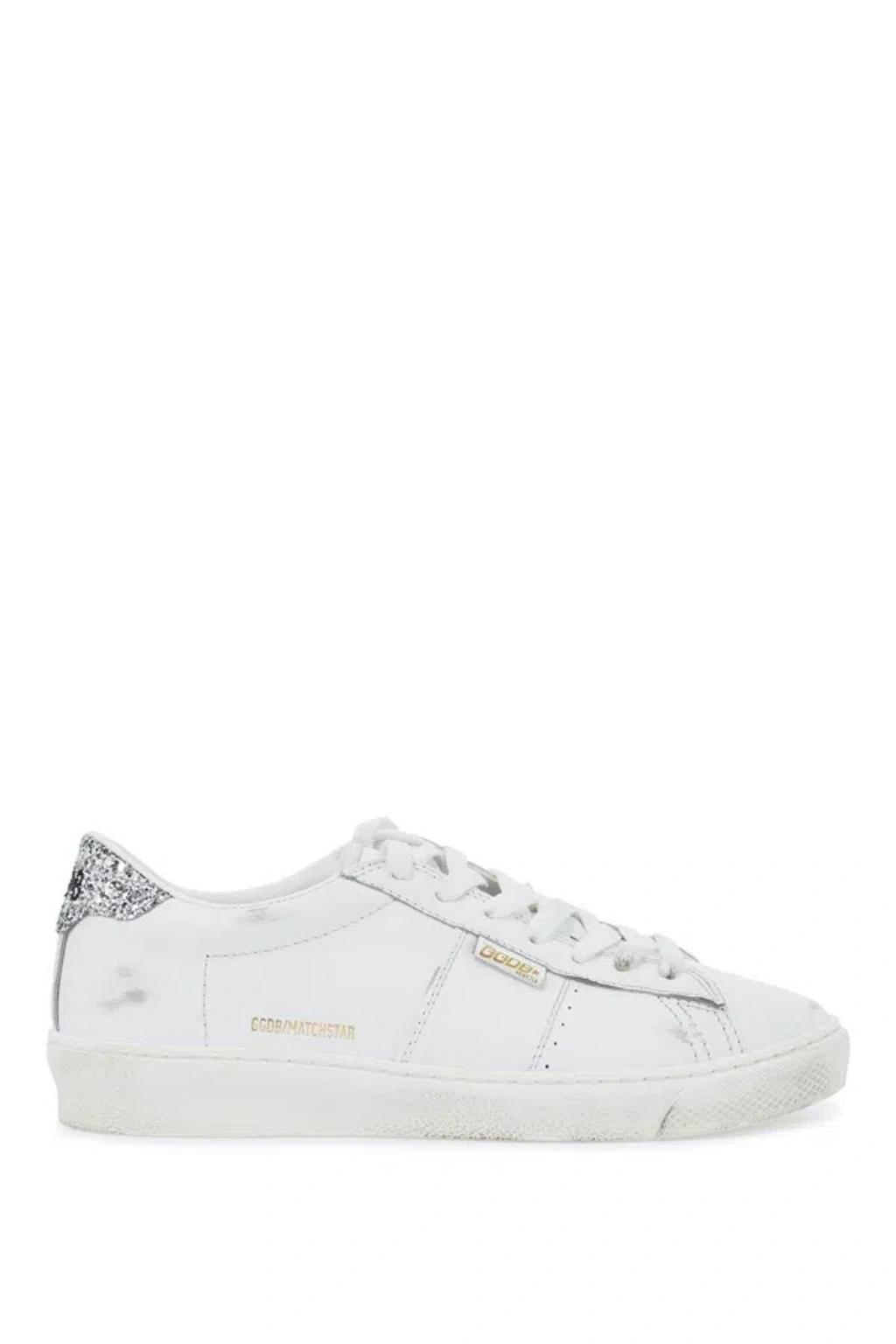 Matchstar Glitter Leather Sneakers In White Product Image