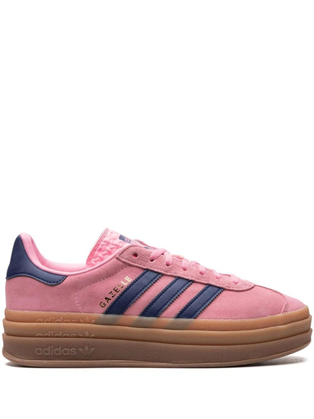 ADIDAS ORIGINALS Adidas Womens Pink Blue Gum Gazelle Bold Brand-stripe Suede Low-top Trainers Product Image