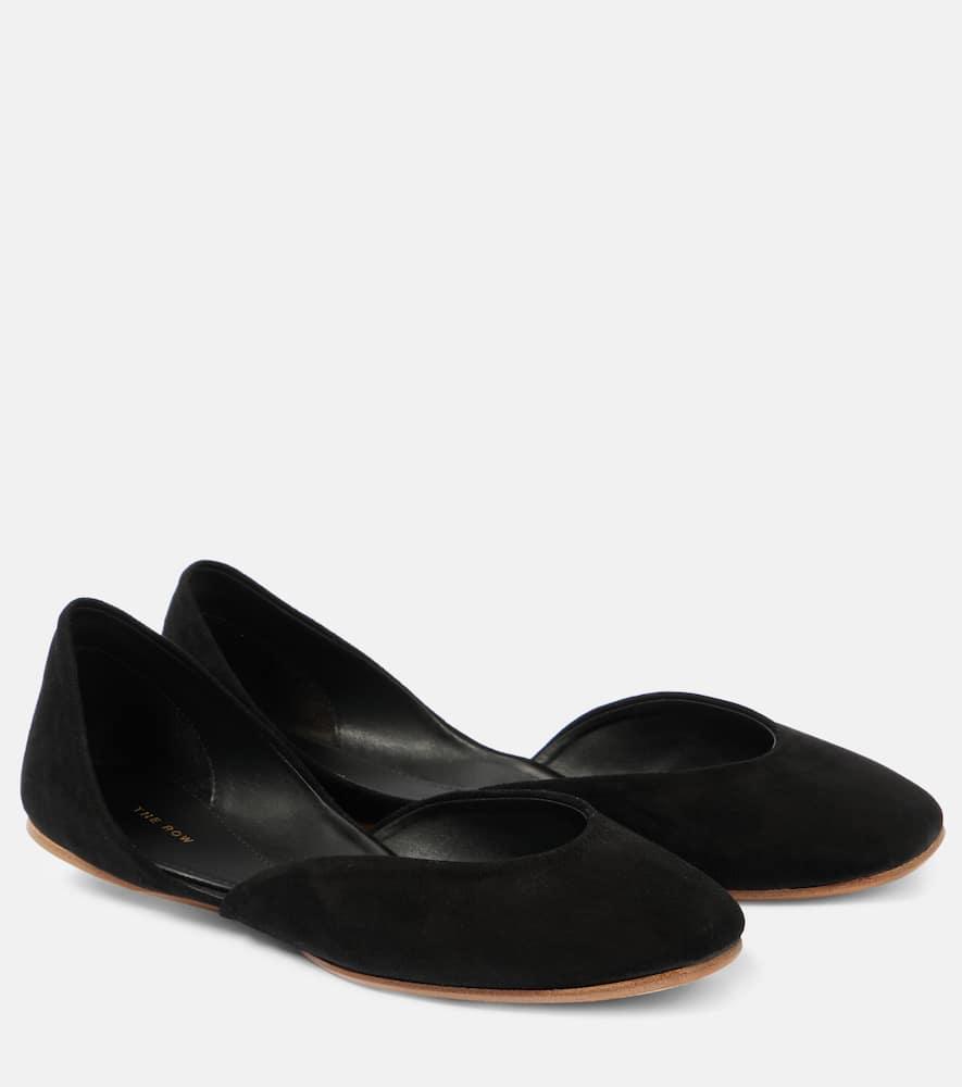 THE ROW Suede Gemma Ballet Flats In Black Product Image