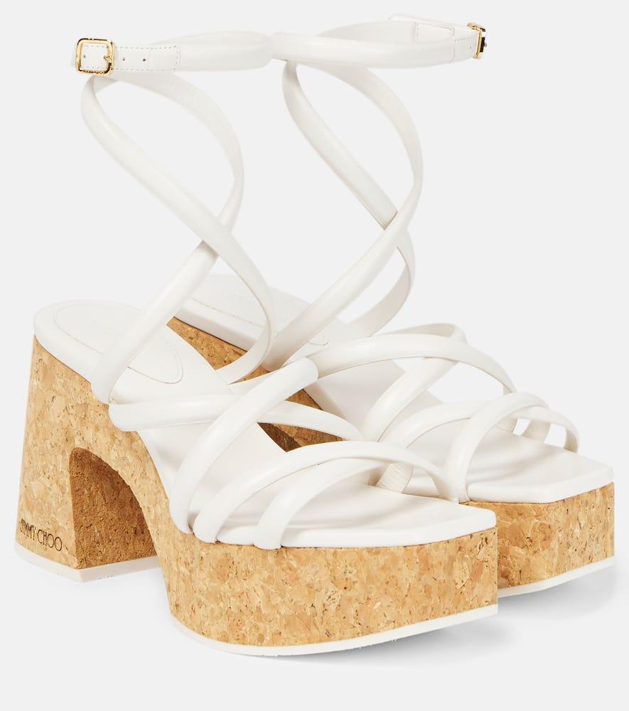 JIMMY CHOO Cecelia Strappy Ankle-strap Platform Sandals In White Natural Product Image