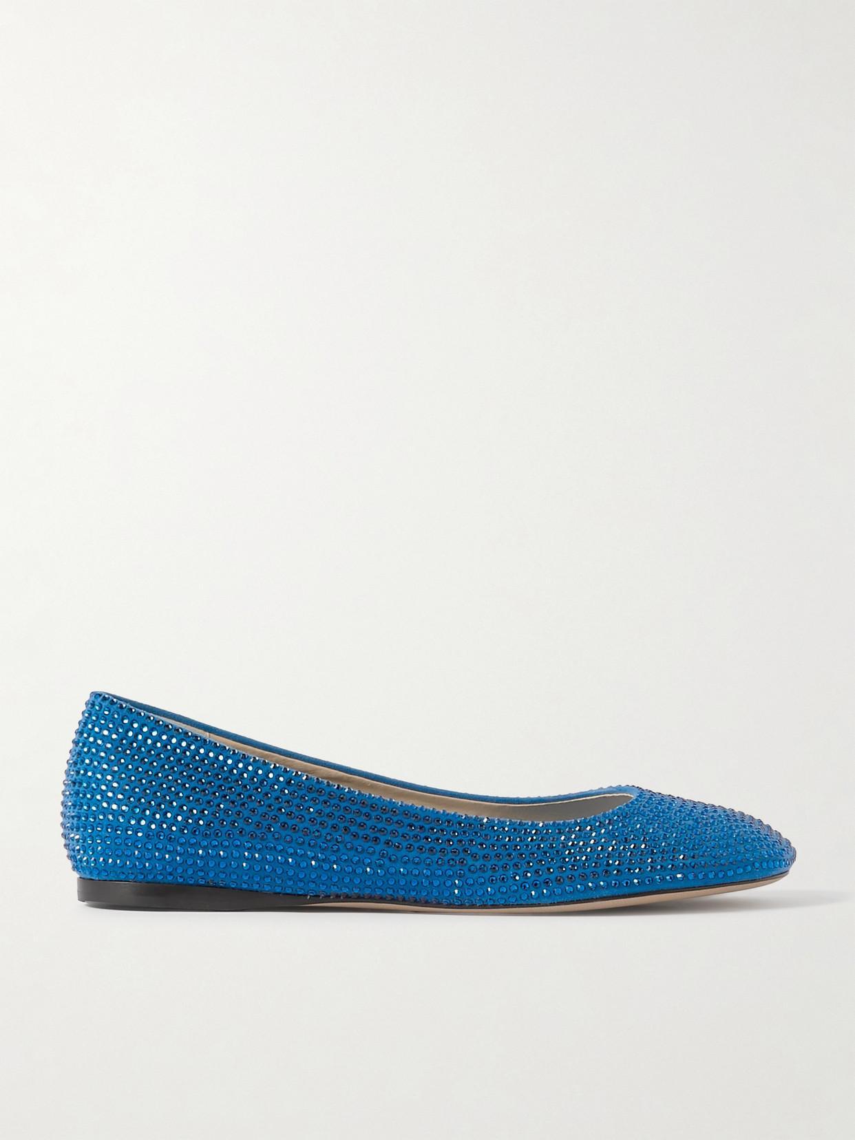 Toy Strass Leather Ballerina Flats In Blue Product Image