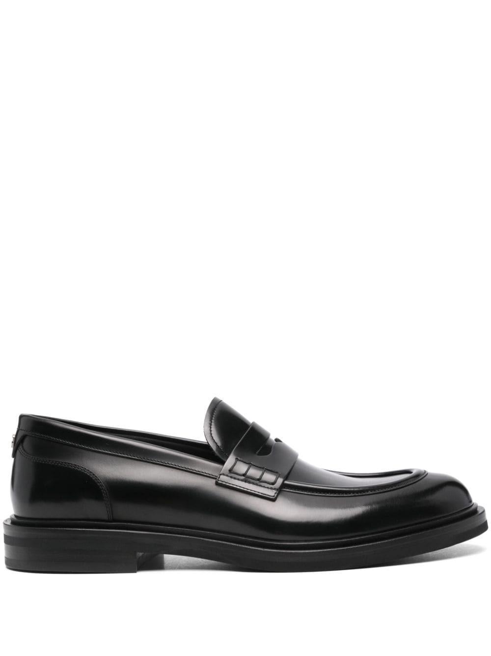 Men's Brushed Leather Loafers In Black Product Image