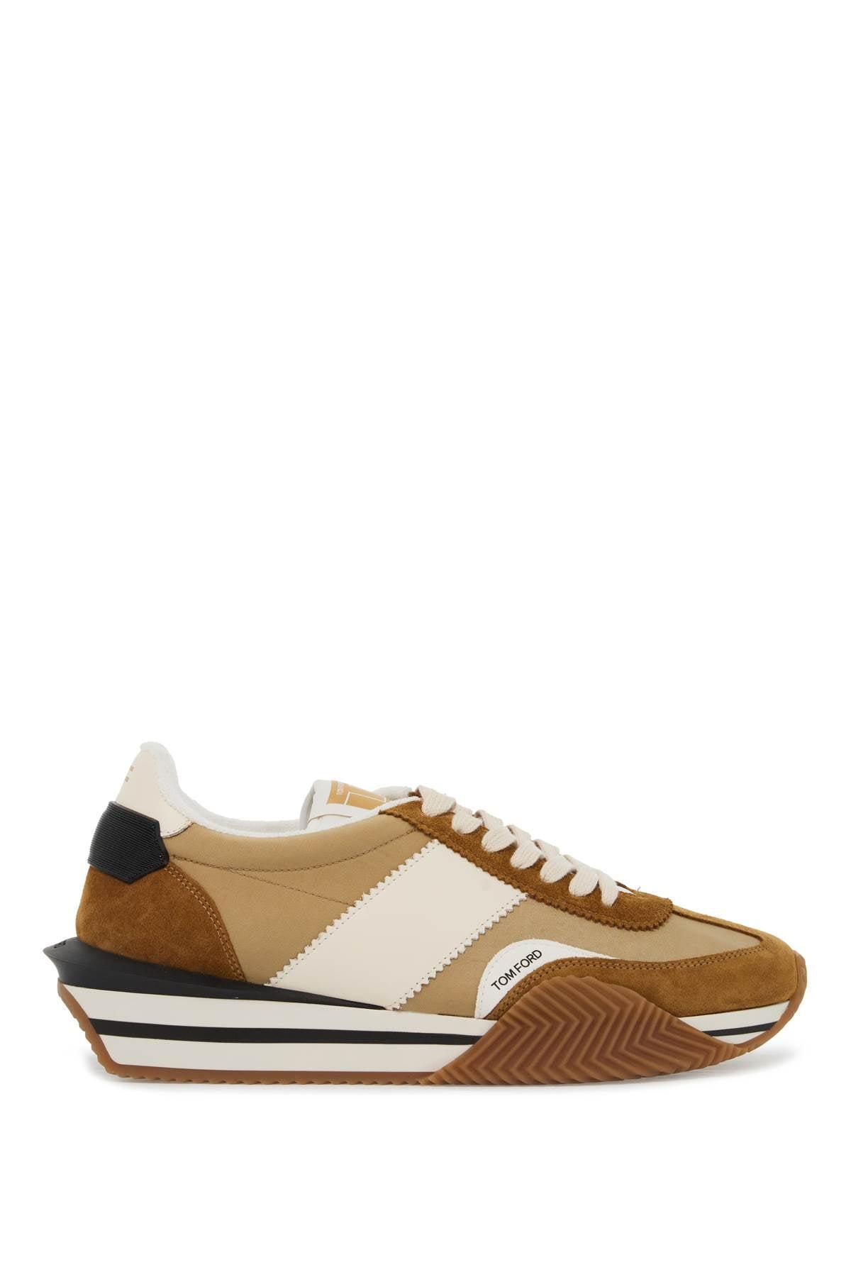 TOM FORD James Mixed Media Low Top Sneaker In Brown Product Image