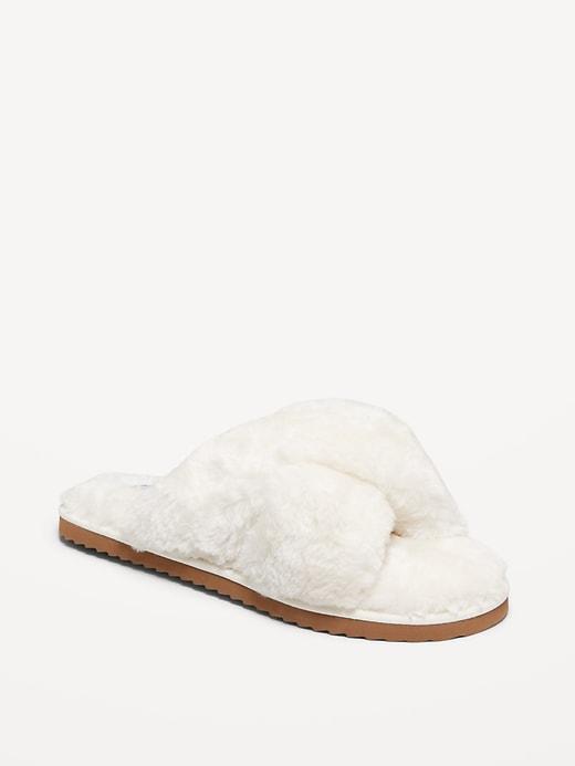 Faux-Fur Cross-Front Slippers Product Image