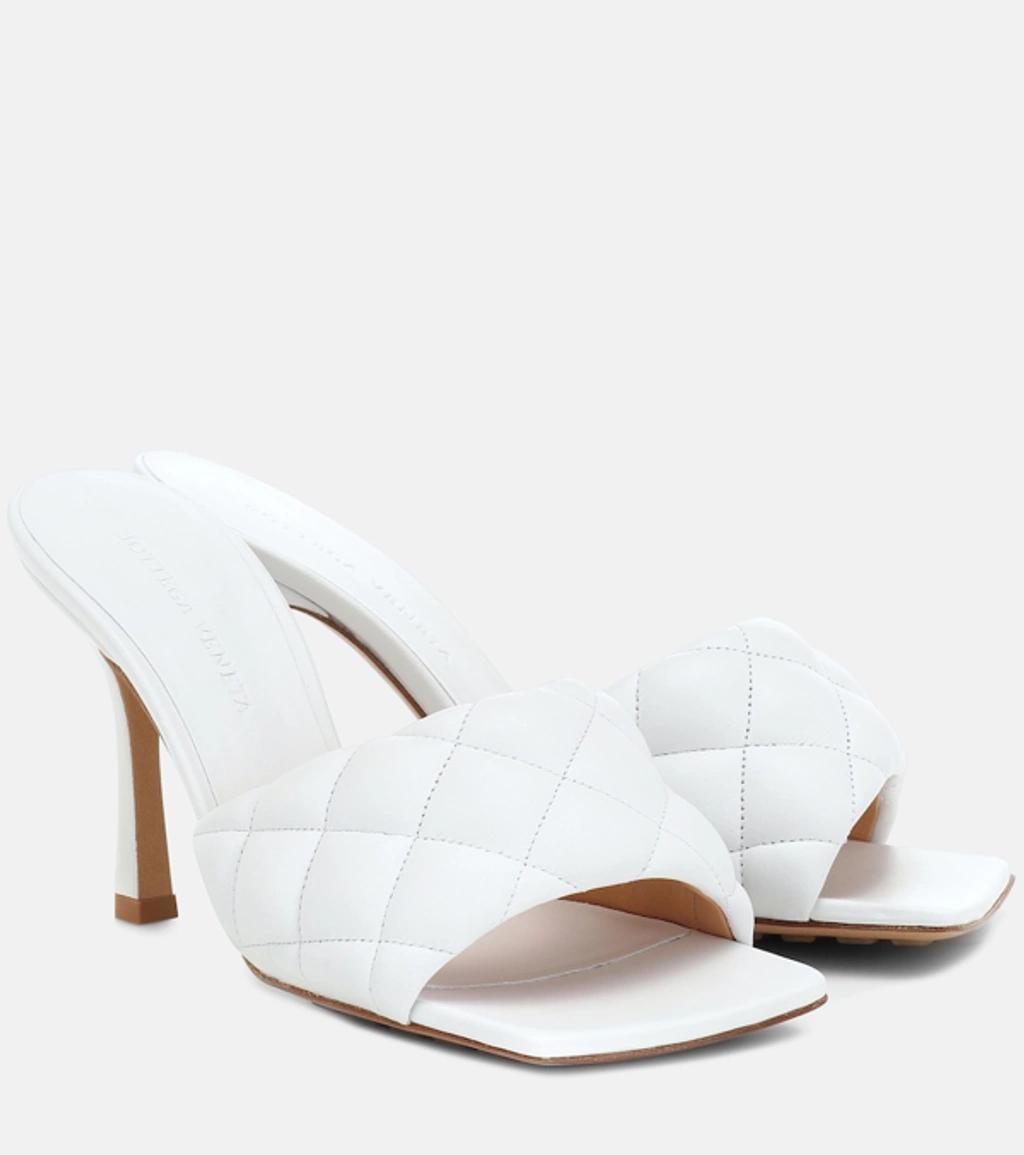 BOTTEGA VENETA Square Toe 90 Sandals In Soft Quilted Nappa Leather In White Product Image