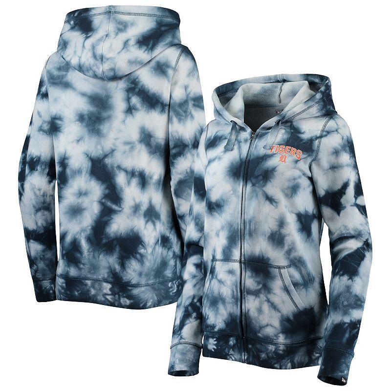 Womens New Era Detroit Tigers Tie-Dye Full-Zip Hoodie Blue Product Image