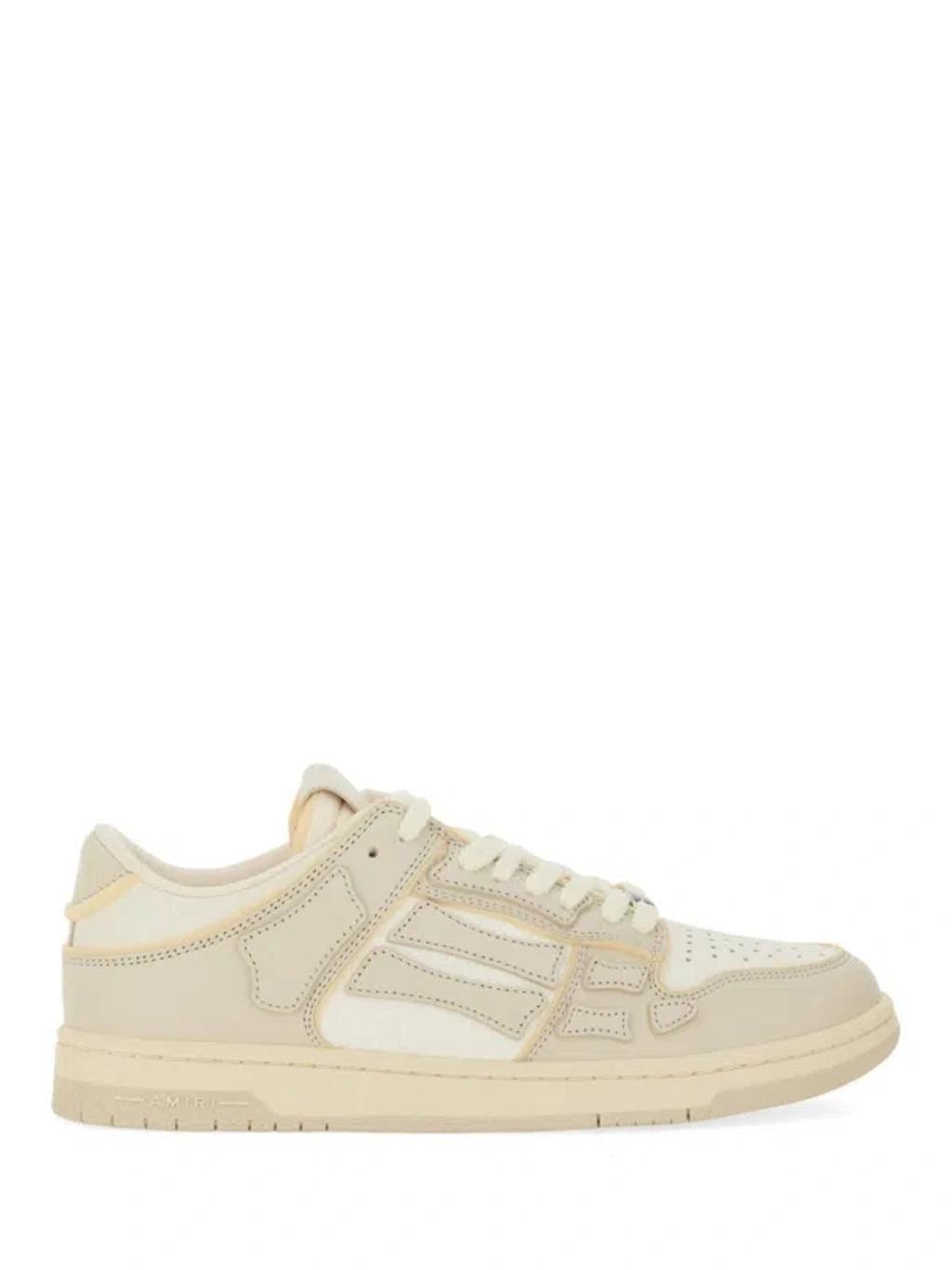 AMIRI Low Top Leather Skeleton Sneakers With Flat Sole In White Product Image