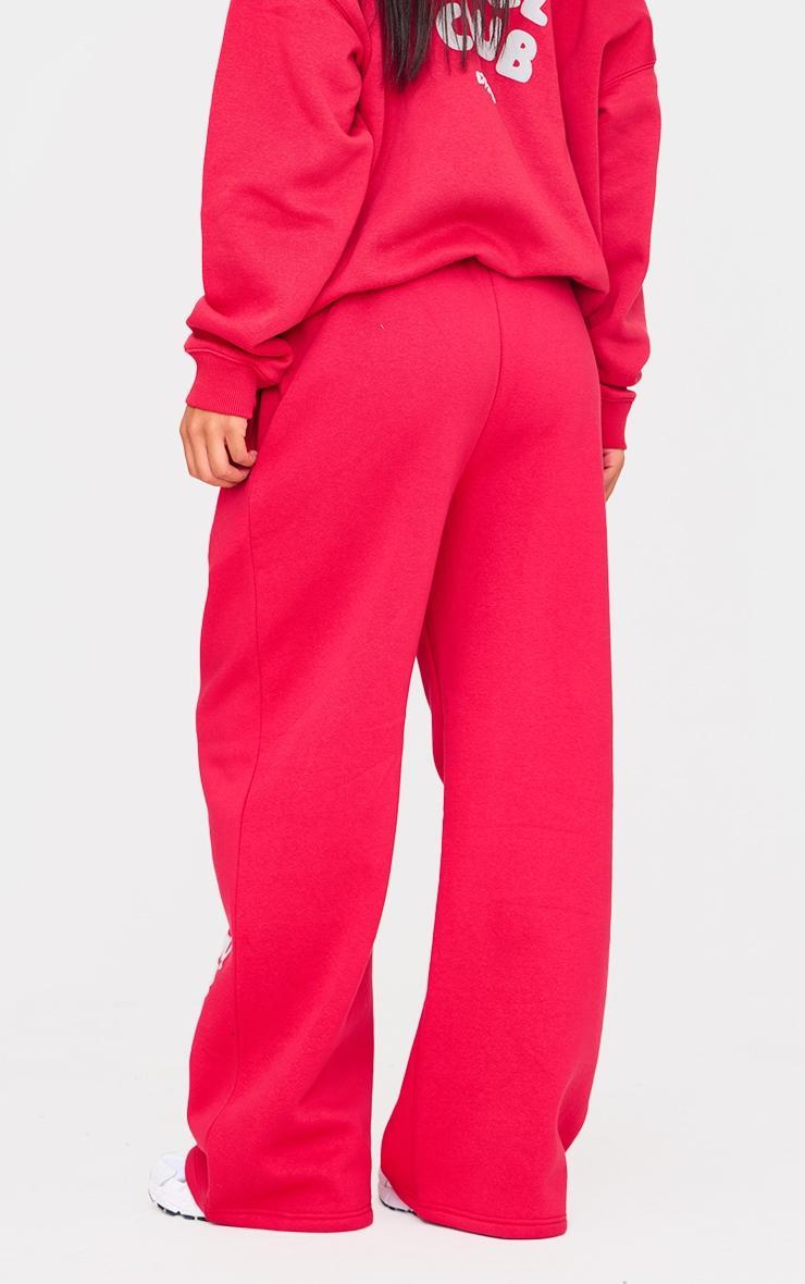 PRETTYLITTLETHING Red Chill Club Puff Print Thin Waistband Sweatpants Product Image