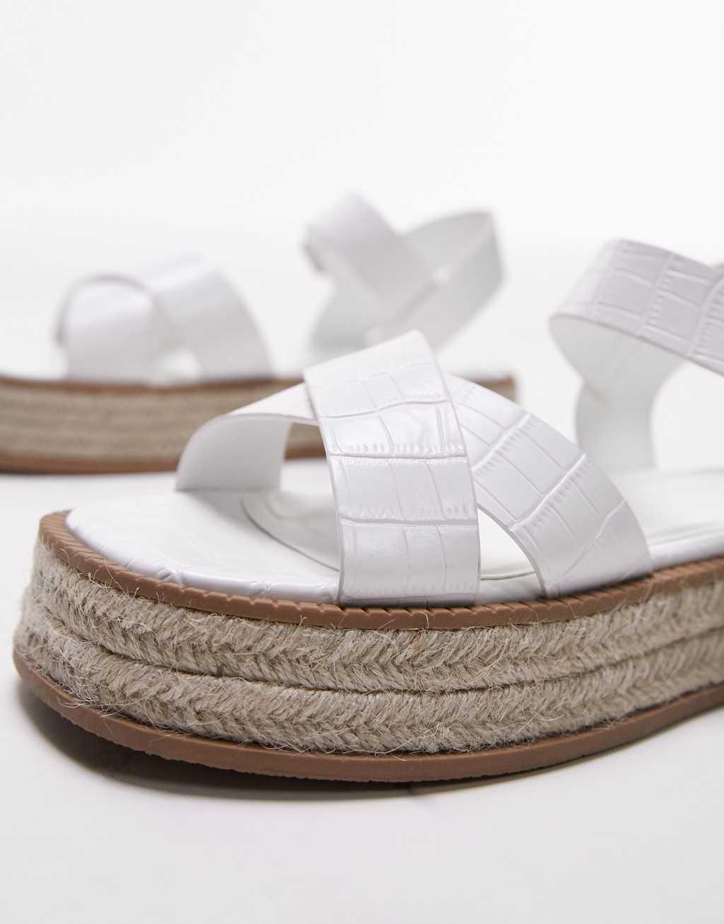 Topshop Jenna espadrille flat sandal in white Product Image