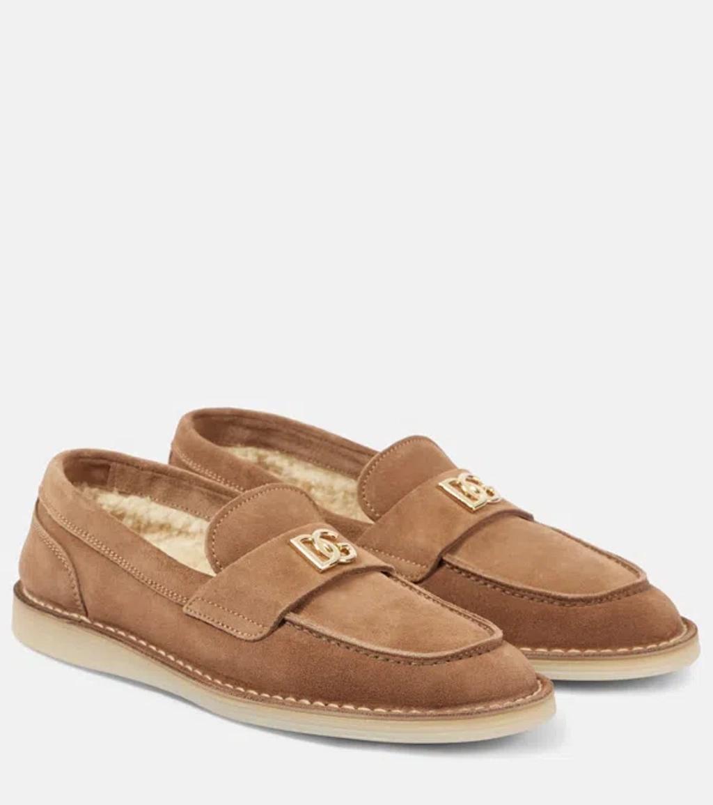 DOLCE & GABBANA Dg Suede Loafers In Brown product image