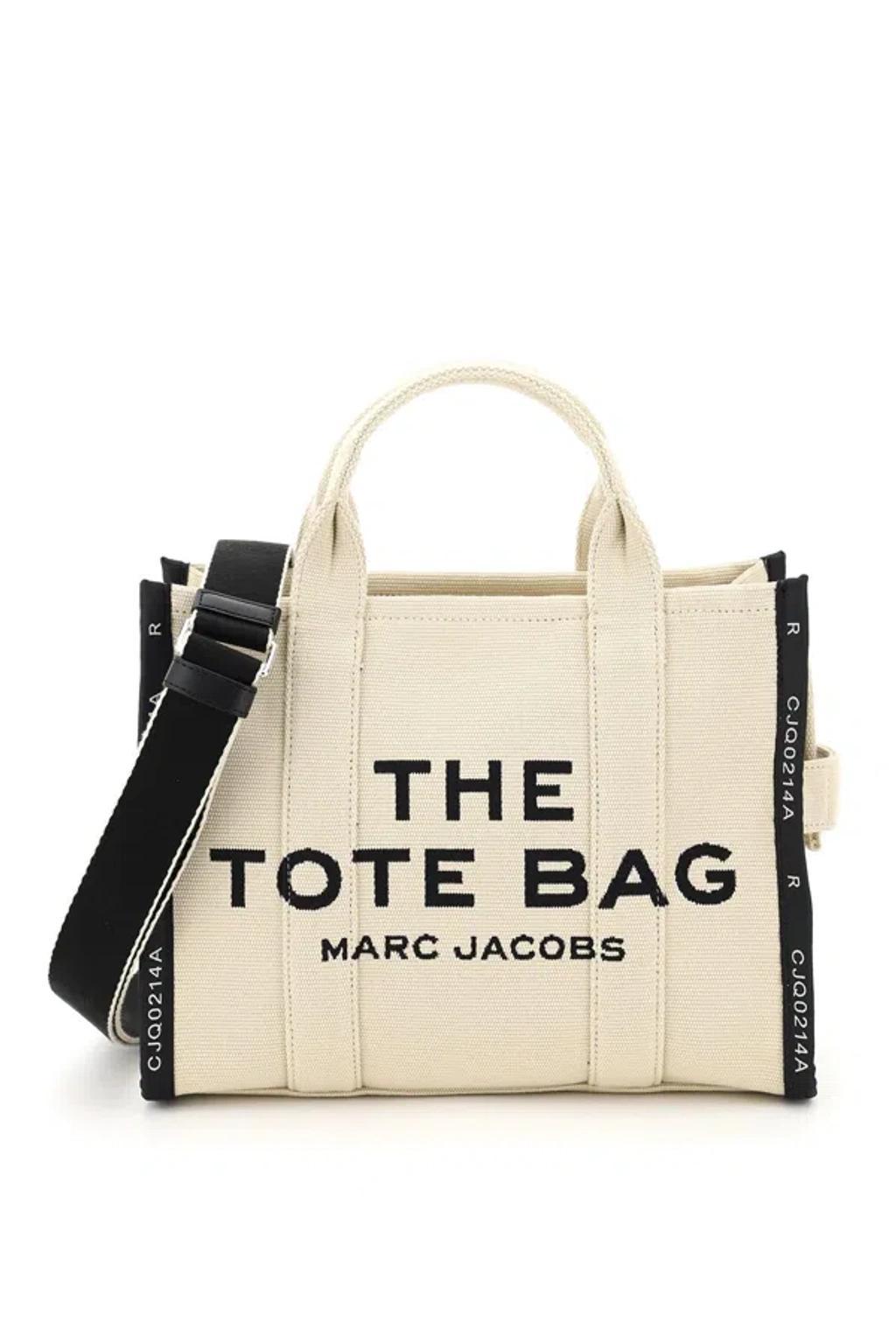 MARC JACOBS The Jacquard Traveler Tote Bag Small In Nude & Neutrals Product Image