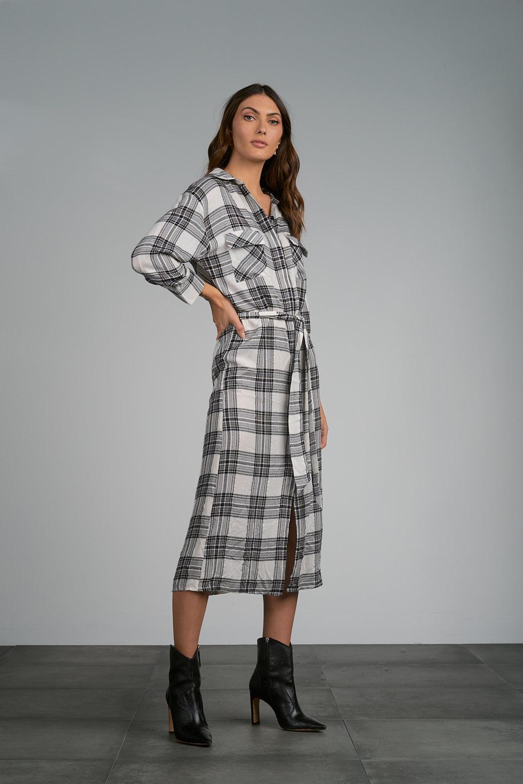 PLAID WRAP DRESS Female Product Image