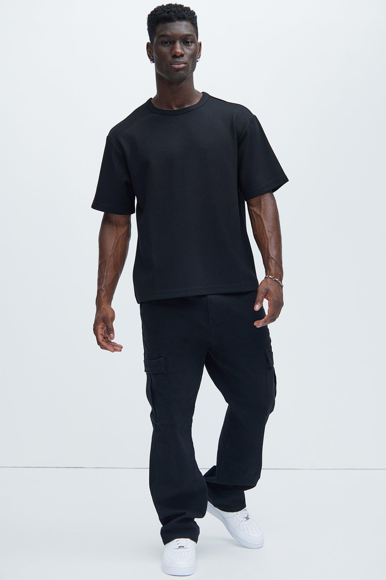 Kamryn Textured Relaxed Short Sleeve Tee - Black Product Image