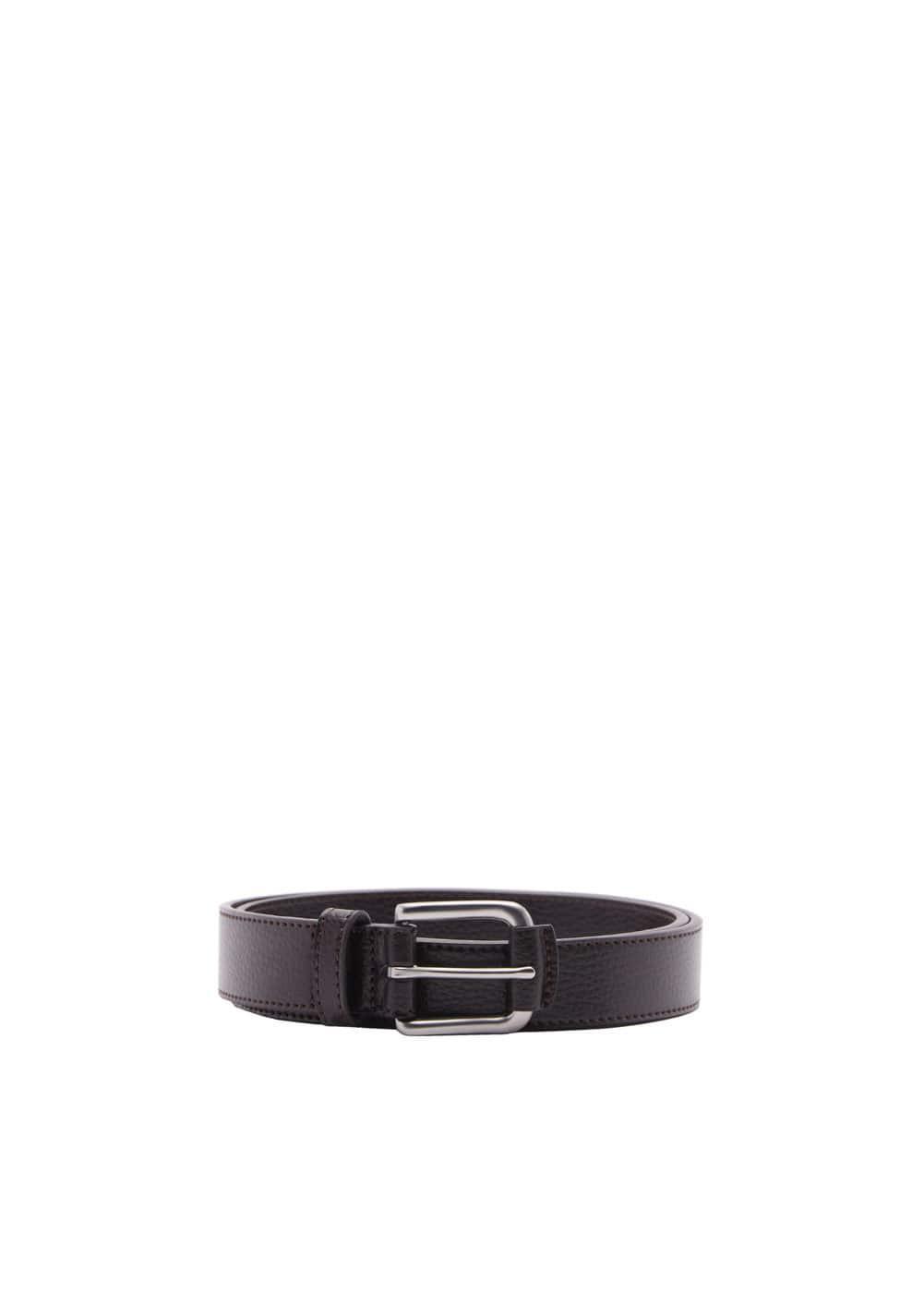 MANGO MAN - 100% tumbled leather belt chocolateMen Product Image