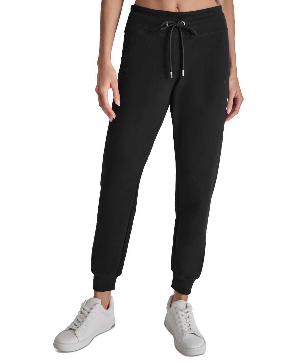 Dkny Womens Embroidered Logo Cuff Fleece Jogger Sweatpants Product Image