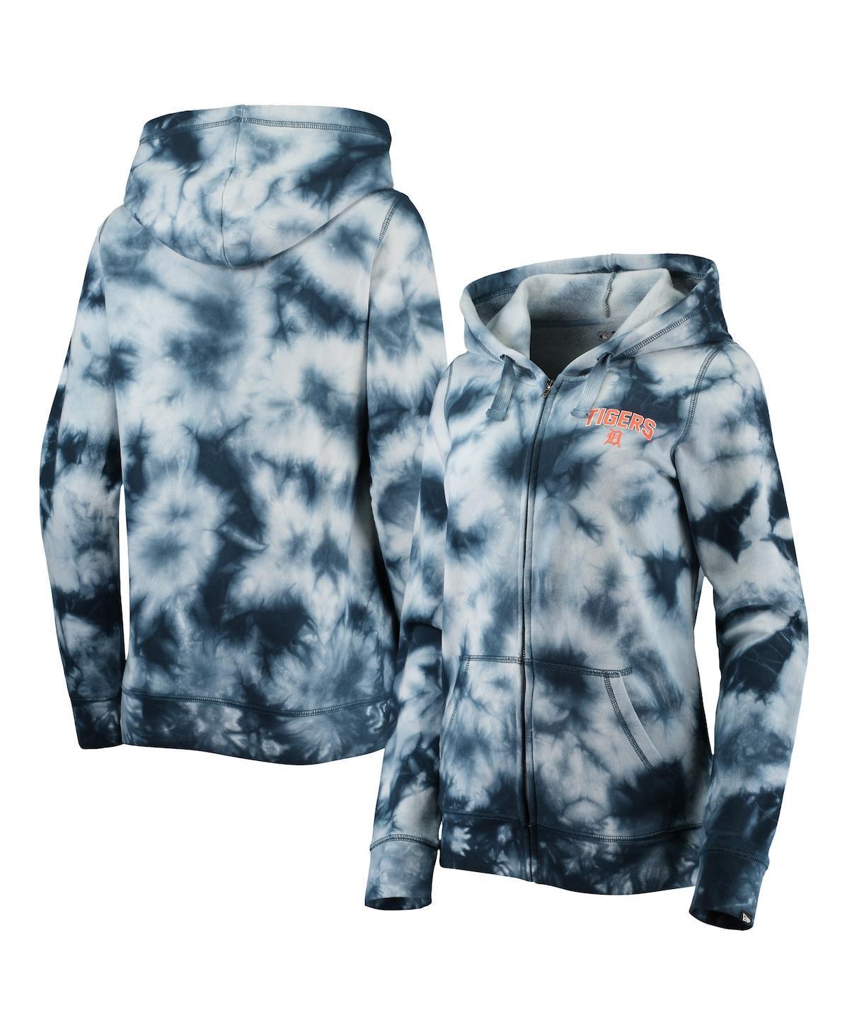 Womens New Era Detroit Tigers Tie-Dye Full-Zip Hoodie Blue Product Image