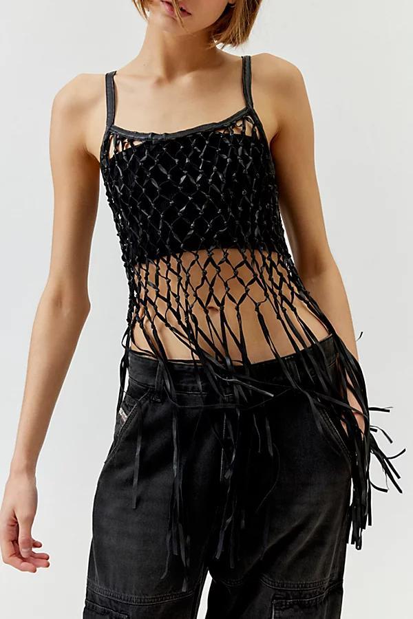 Willa Leather Fringe Top Womens at Urban Outfitters Product Image