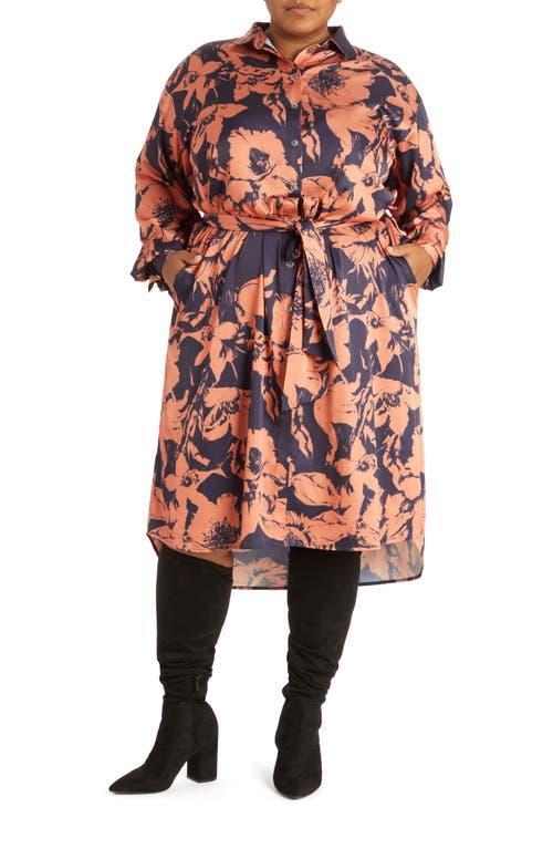 Pari Passu Tammy Reiss Print Long Sleeve Satin Midi Shirtdress Product Image