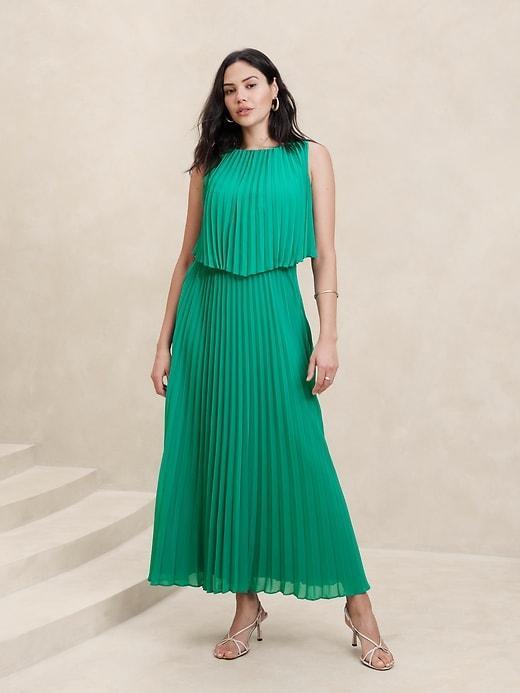 Pleated Chiffon Maxi Dress Product Image