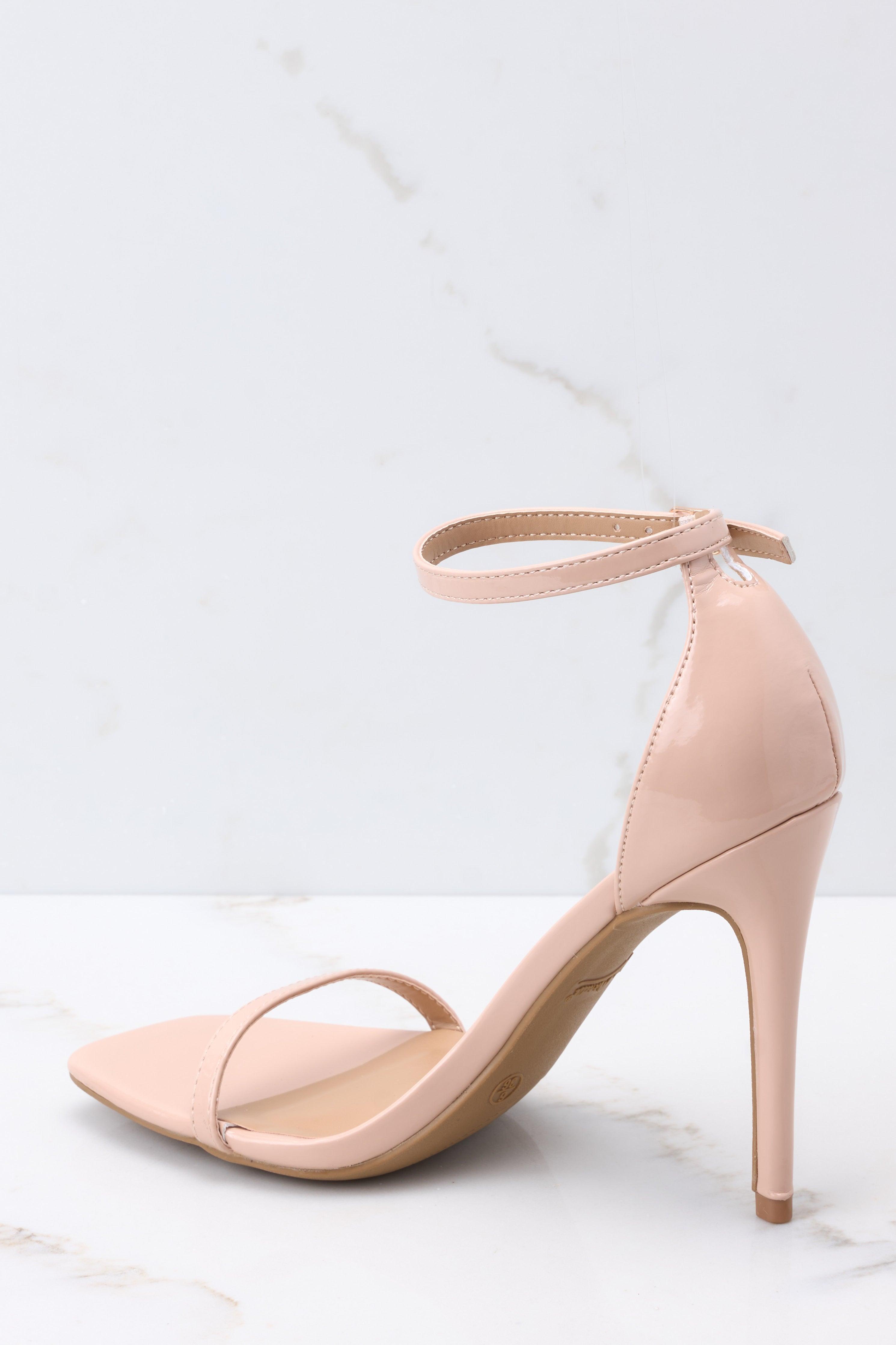 Walking Away Nude Patent Ankle Strap High Heel Sandals Beige Product Image