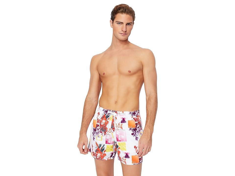 Armani Exchange All Over Collage Print Swimshorts (White Collage) Men's Swimwear Product Image