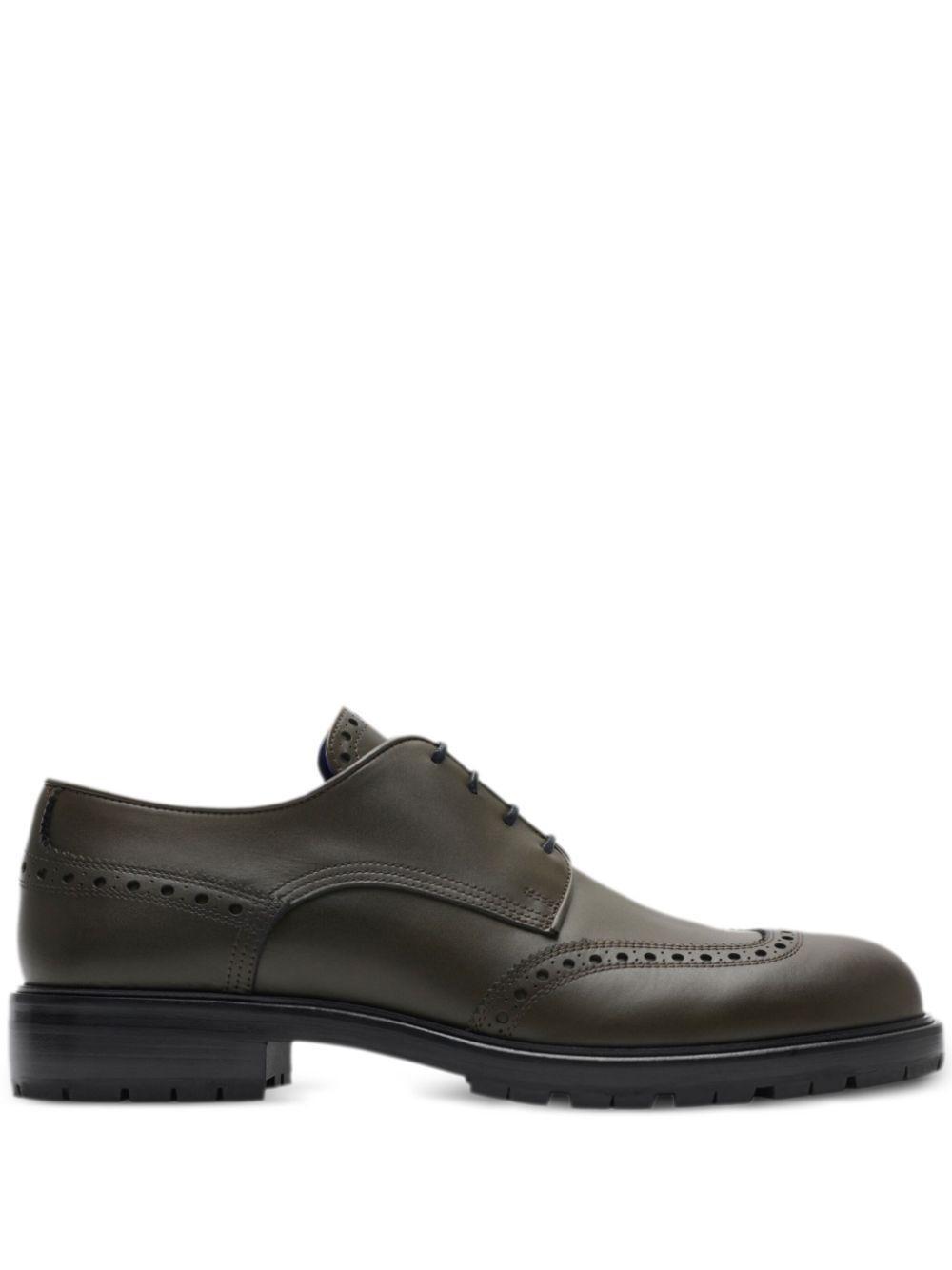 BURBERRY Soho Leather Brogues In Green Product Image