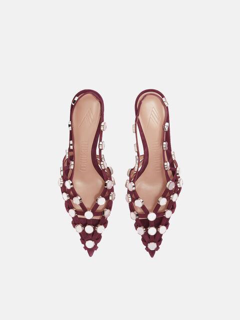 ''Grid'' burgundy and light pink slingback Product Image