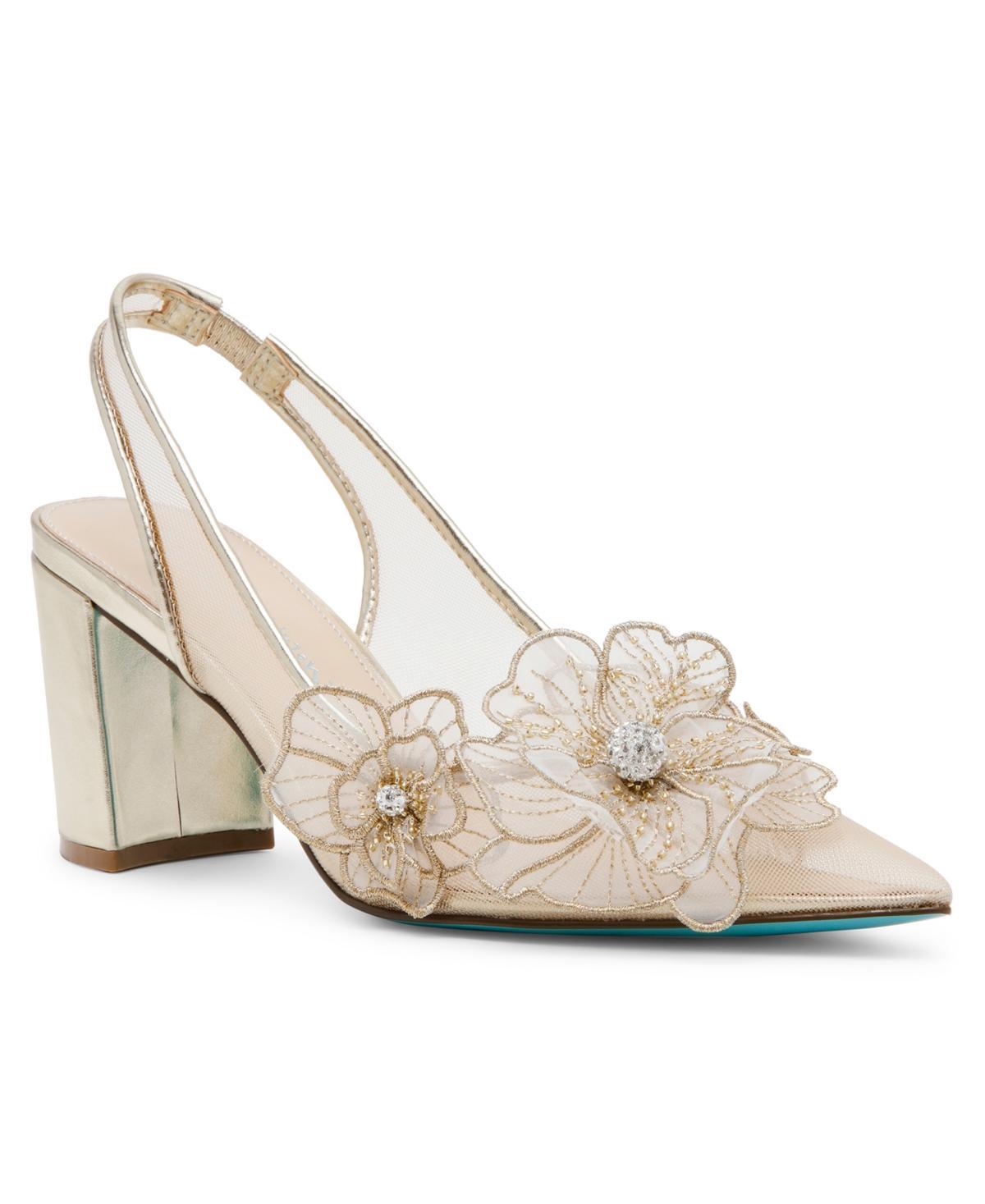 Betsey Johnson Womens Petra Flower Applique Slingback Evening Pumps Product Image