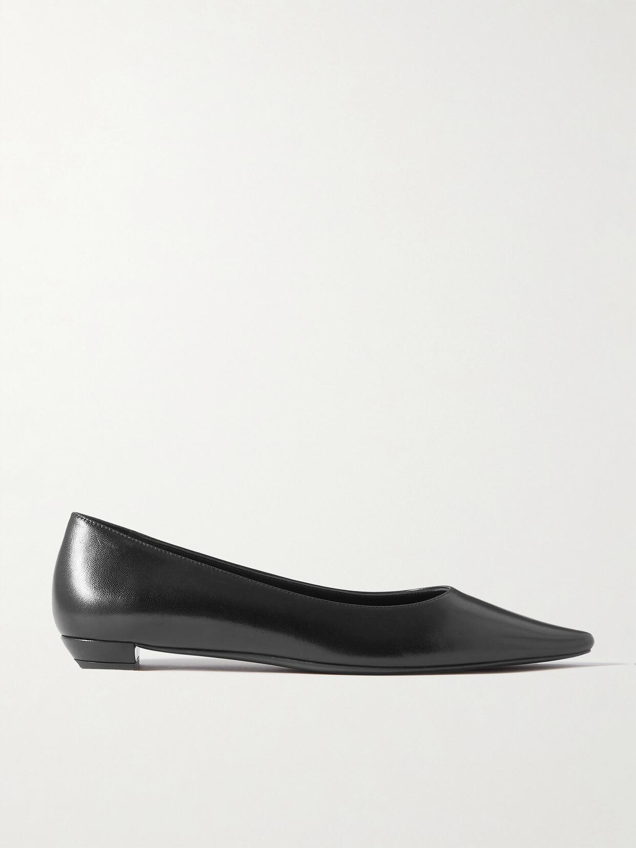 THE ROW Claudette Leather Point-toe Flats In Black Product Image