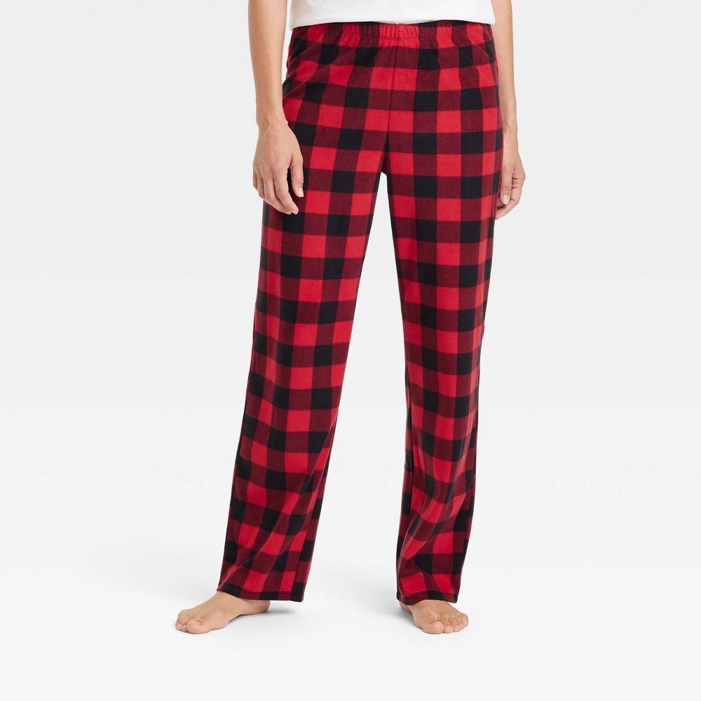 Women's Buffalo Check Microfleece Holiday Matching Family Pajama Pants - Wondershop™ Red S Product Image