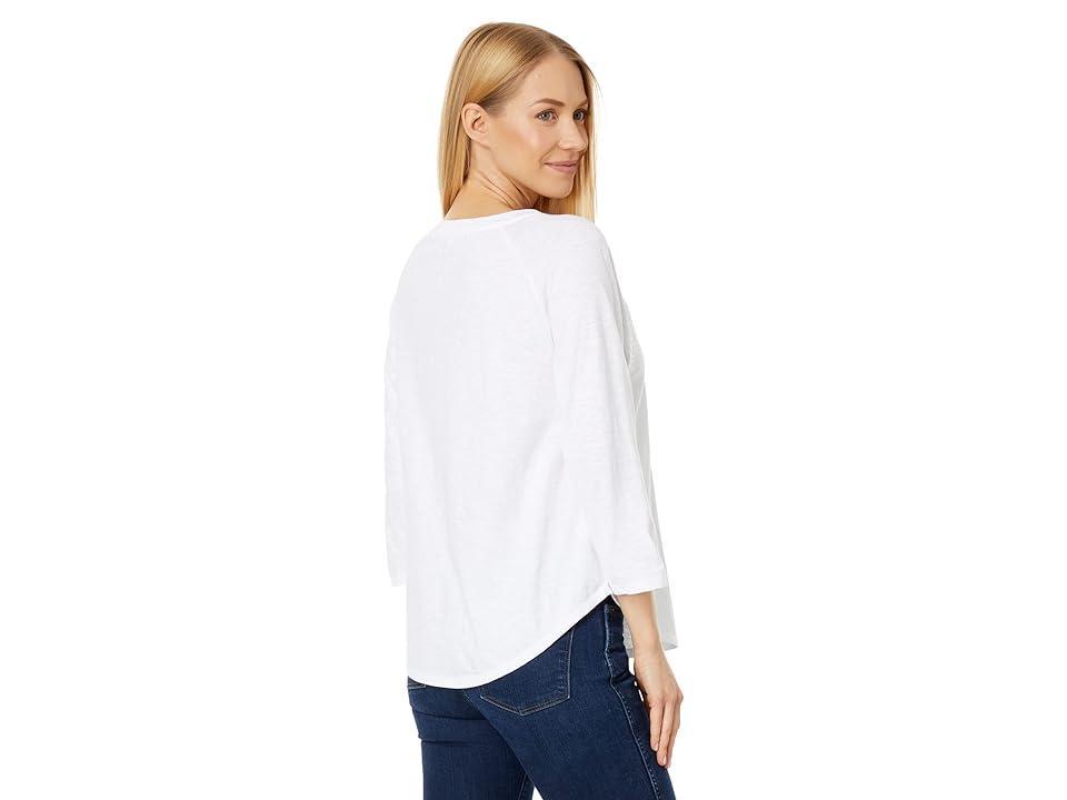 Mod-o-doc Lightweight Slub Jersey 3/4 Sleeve Twist Trim Top (White) Women's Clothing Product Image