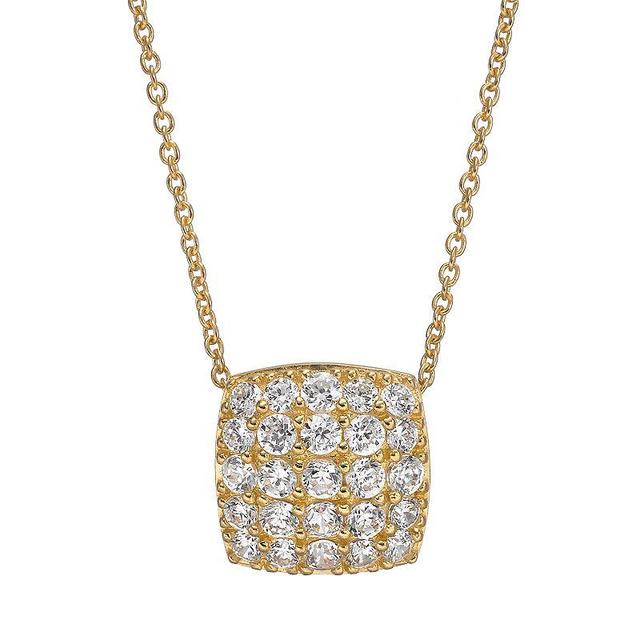 Sophie Miller Cubic Zirconia 14k Gold Over Silver Square Pendant Necklace, Womens White Product Image